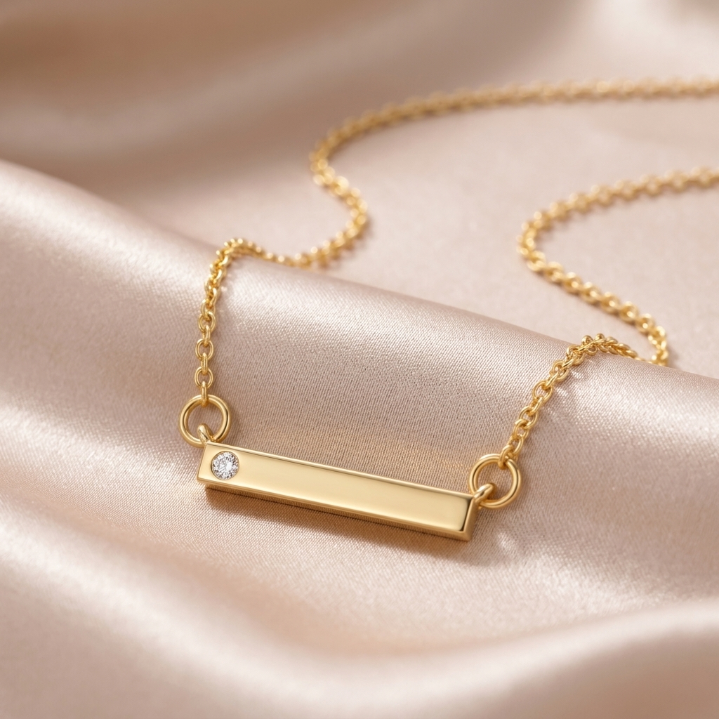 Minimalist Diamond Bar Necklace