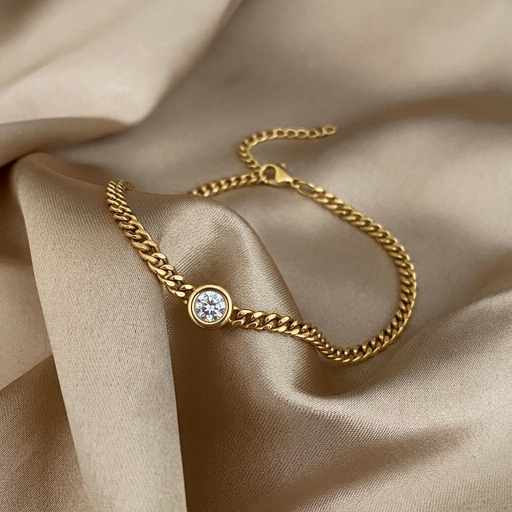 Minimalist Solitaire Gold Bracelet