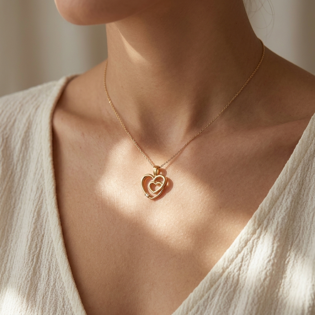 Double Heart Diamond Pendant