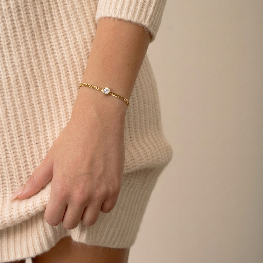 Minimalist Solitaire Gold Bracelet
