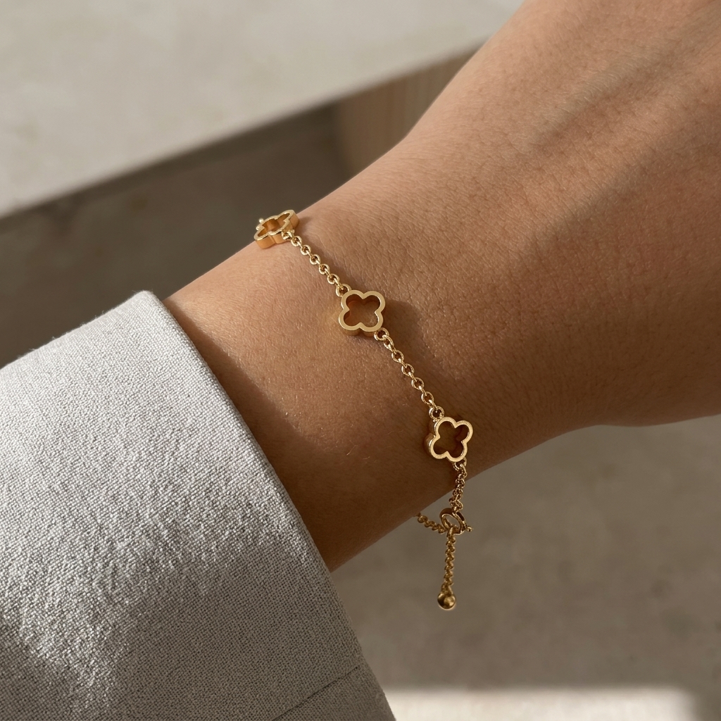 Golden Clover Charm Bracelet