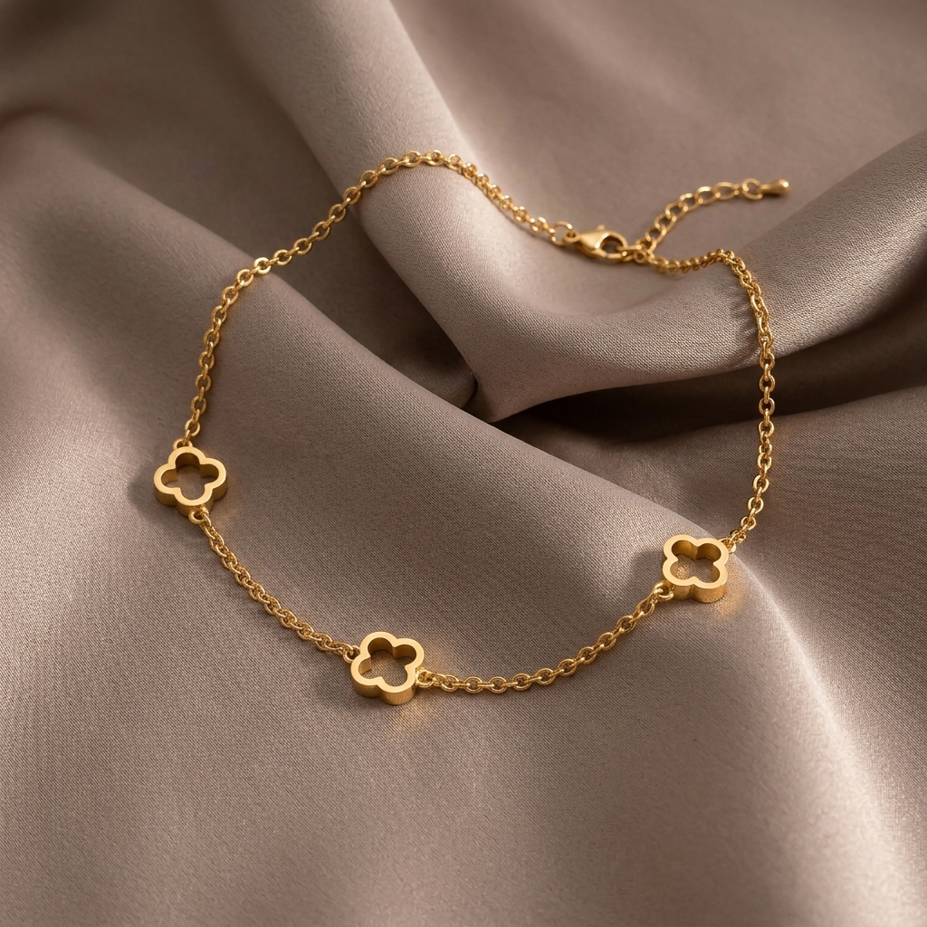 Golden Clover Charm Bracelet