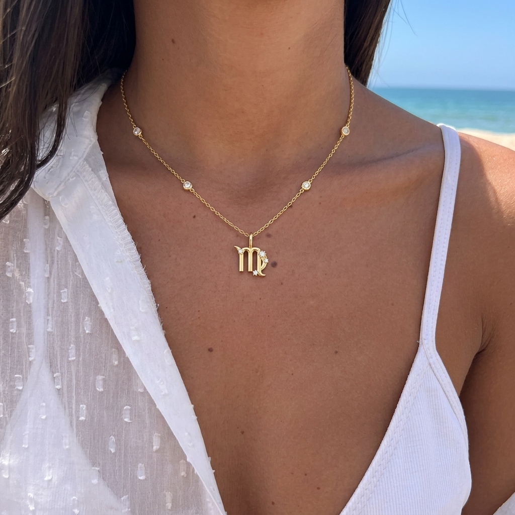Virgo Zodiac Diamond Pendant