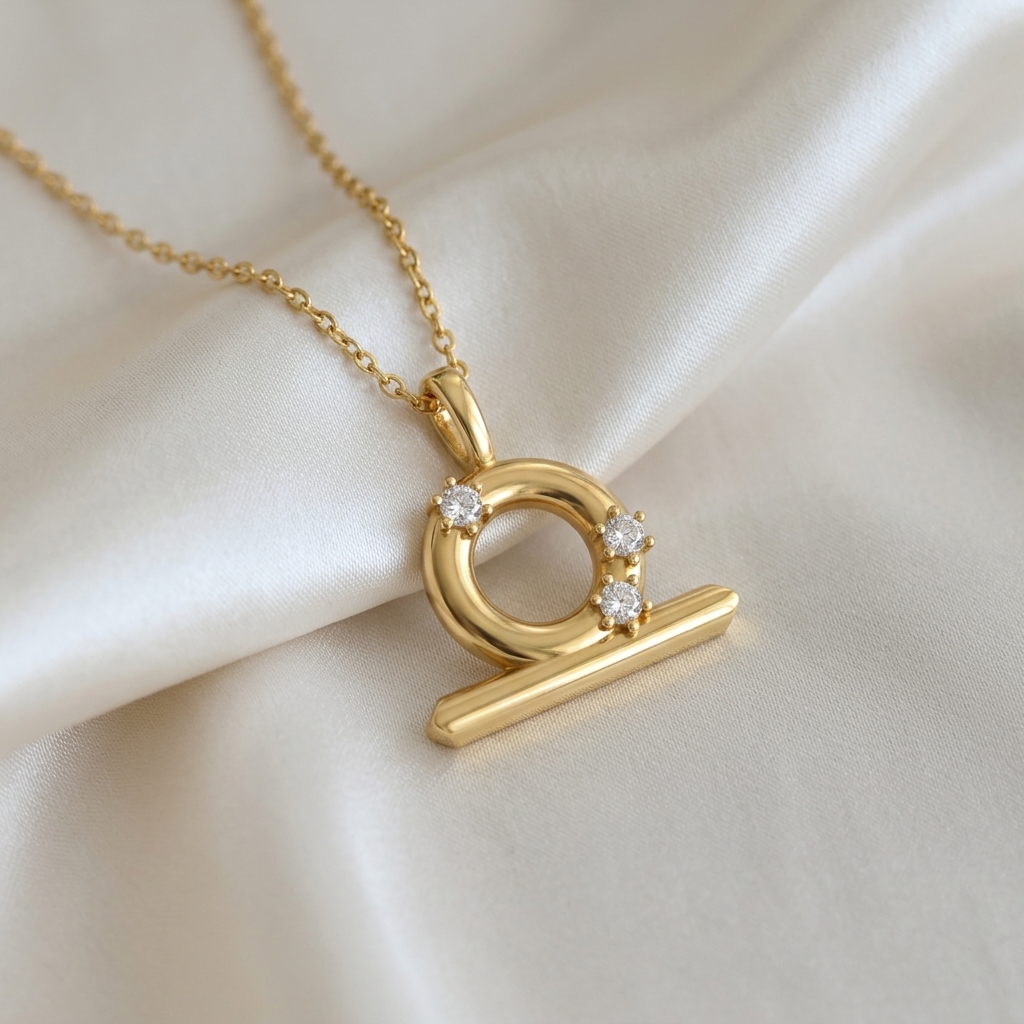 Libra Zodiac Diamond Pendant