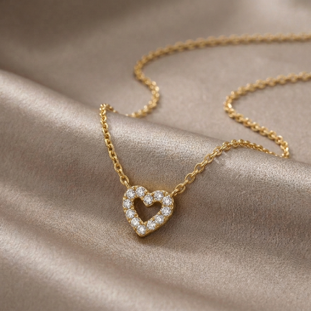 gold-Petite-Diamond-Heart-Necklace