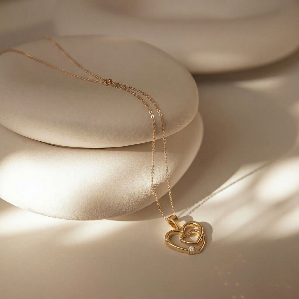 Double Heart Diamond Pendant